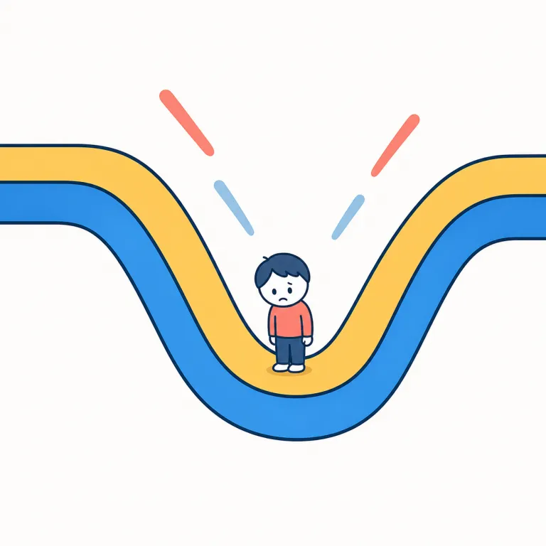 dip（下落、落ち込み・noun）の覚え方イラスト
