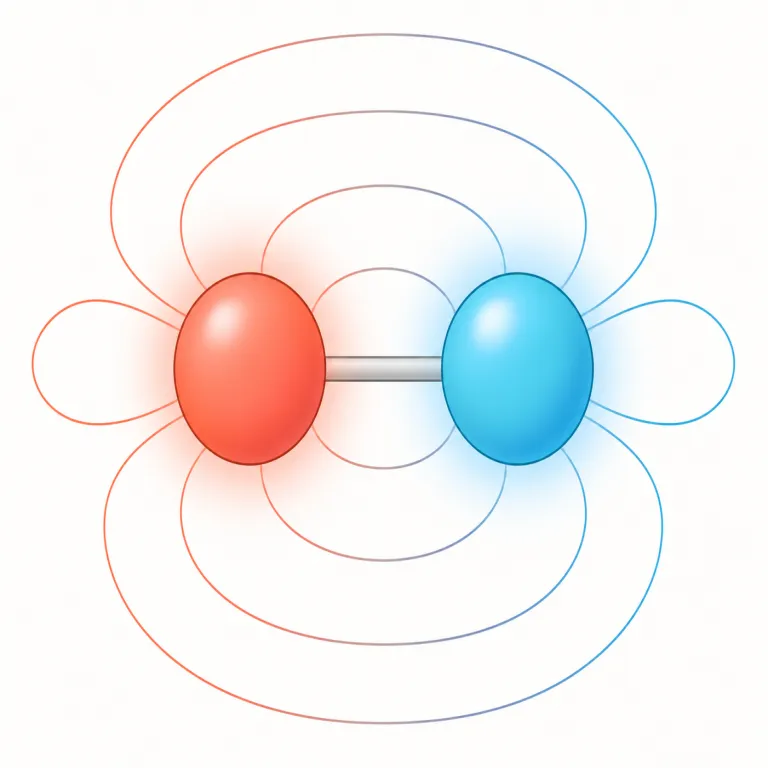 dipole（双極子・名詞）の覚え方イラスト — di- を見たらまず「2」、pole は north pole / south pole の pole「極」と結びつけると覚えやすいです