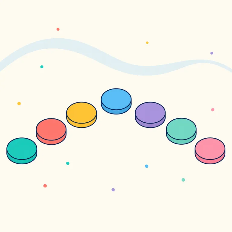 discrete（別個の・形容詞）の覚え方イラスト — discrete は separate や distinct を知っていると覚えやすい語で、「混ざらず、別々の単位として扱える」とまとめるとよいです