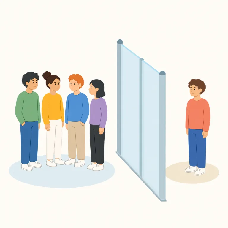 discrimination（差別・名詞）の覚え方イラスト — ここでの discrimination は、人種・性別・年齢などを理由に人を不当に扱う「差別」