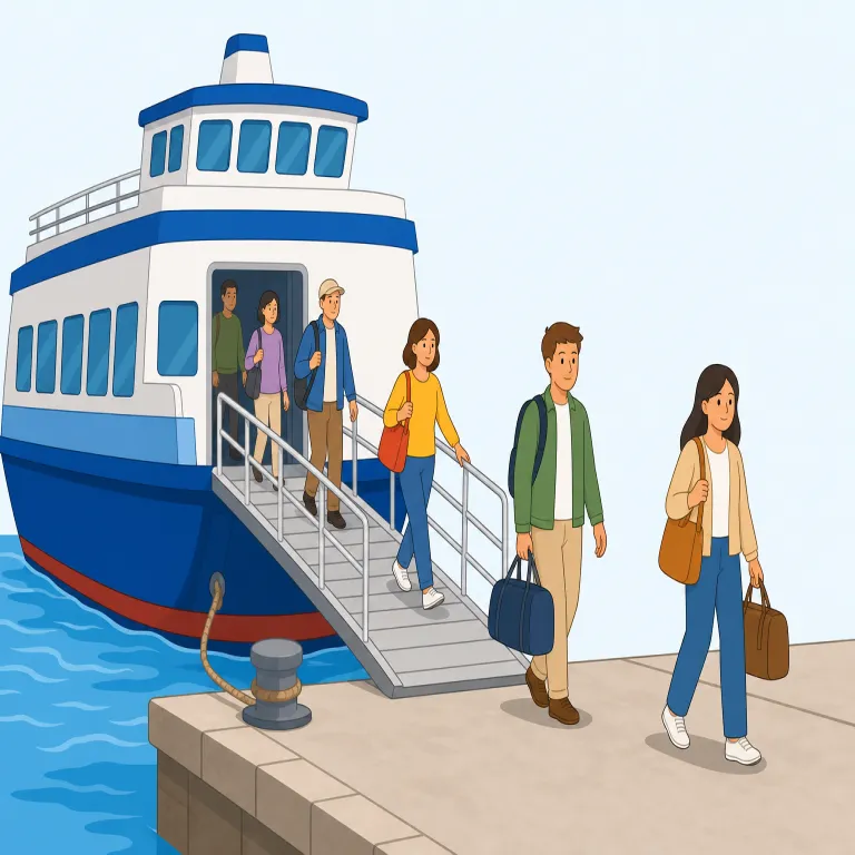 disembarkation（下船・名詞）の覚え方イラスト — embark を知っていれば覚えやすい語です