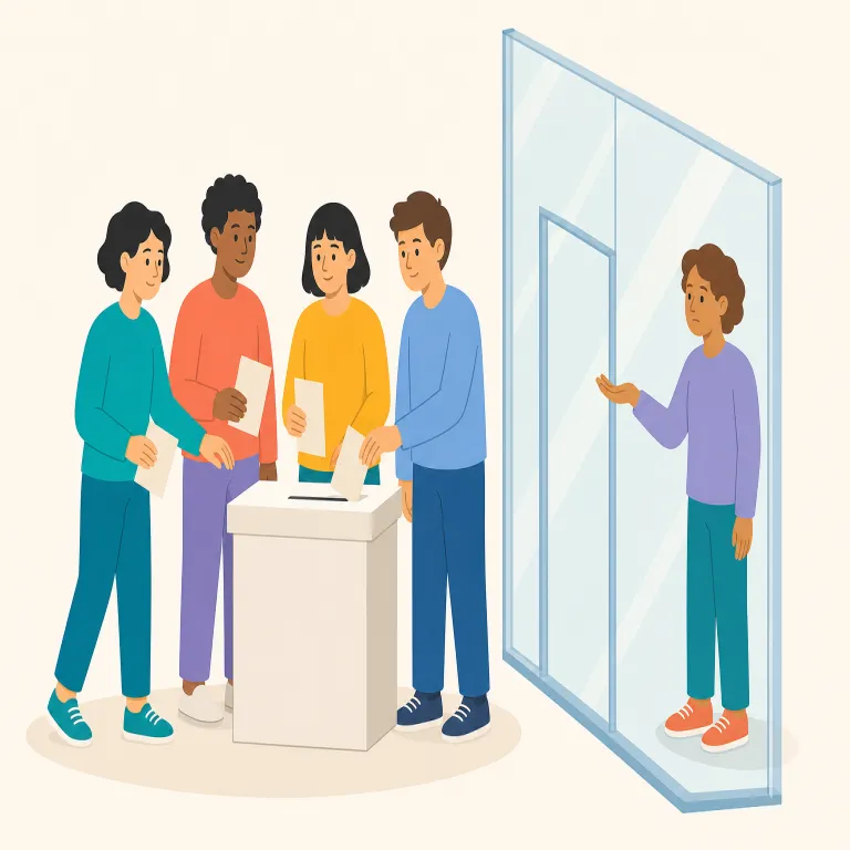 disenfranchised（権利を剥奪された・形容詞）の覚え方イラスト — 中心は enfranchise です