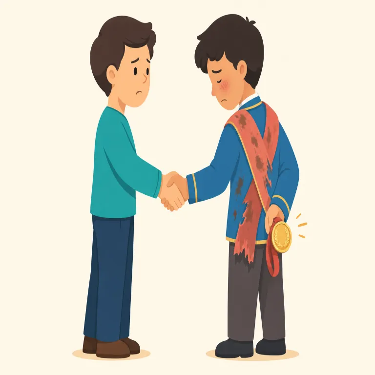 dishonorable（恥ずべき、不名誉な・形容詞）の覚え方イラスト — まず honorable「名誉ある」を土台にし、dis- が付くと逆向きになる語だと押さえると覚えやすいです