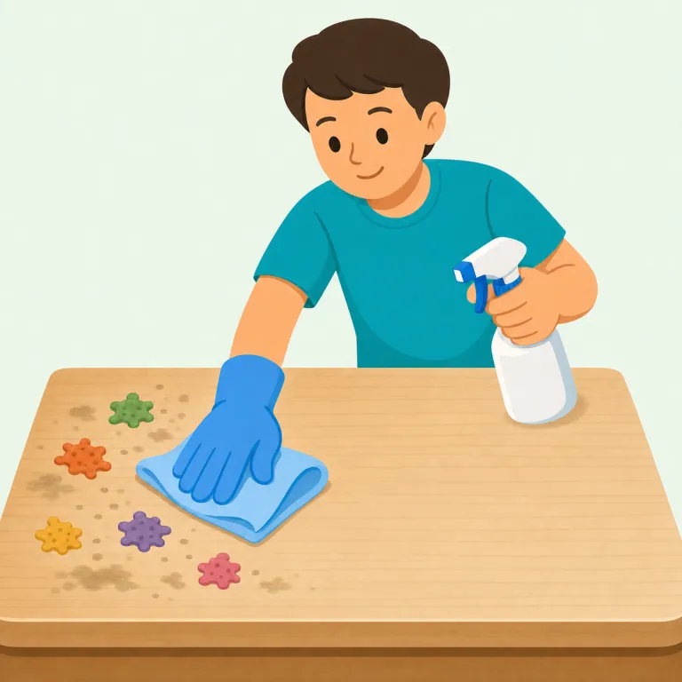 disinfect（消毒する・動詞）の覚え方イラスト — infect を知っていれば覚えやすい語です