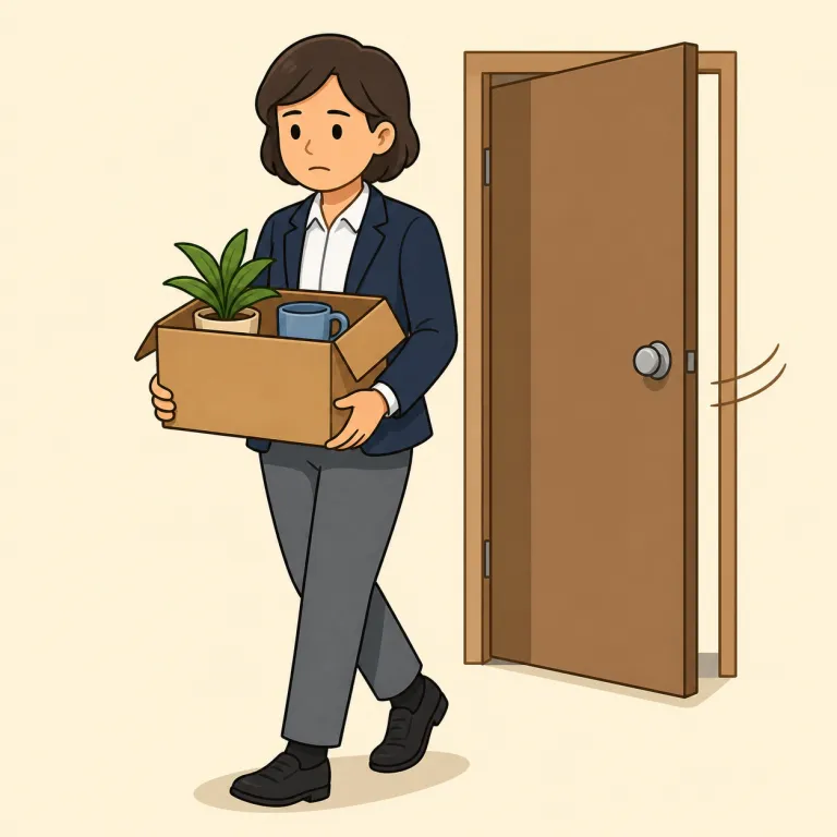 dismissed（解雇された・adjective）の覚え方イラスト