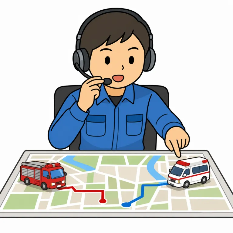 dispatcher（指令係・noun）の覚え方イラスト