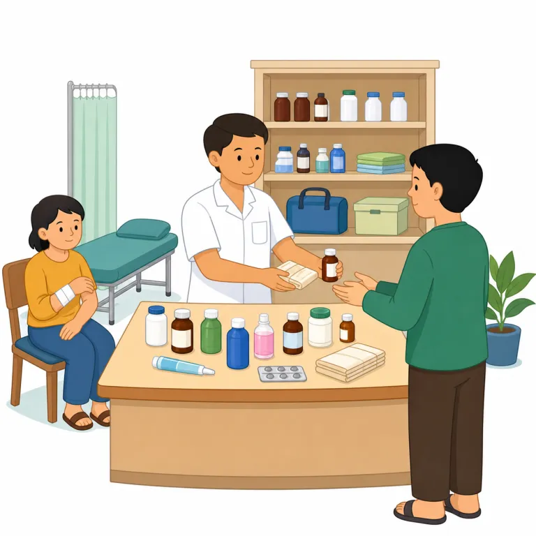 dispensary（診療所・noun）の覚え方イラスト