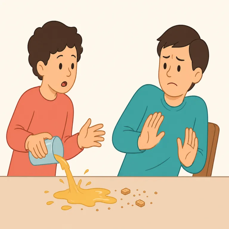 displease（不快にさせる・動詞）の覚え方イラスト — please が「喜ばせる」なら、dis- が付いた displease はまず「喜ばせない」と捉えると覚えやすいです
