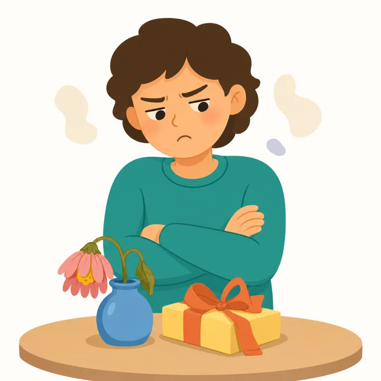 displeasure（不満、不機嫌・名詞）の覚え方イラスト — この語は pleasure「喜び・満足」に dis- が付いた名詞ですが、ここでは単なる不快感ではなく、相手の判断、対応、態度などに対して満足していない気持ちや、不機嫌さ…