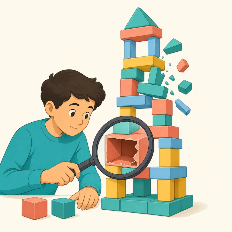 disprove（反証する・動詞）の覚え方イラスト — prove「証明する」を知っていれば、先頭の dis- が付いて「正しいと証明する」の反対、つまり「誤りだと証拠で示す」とつながる