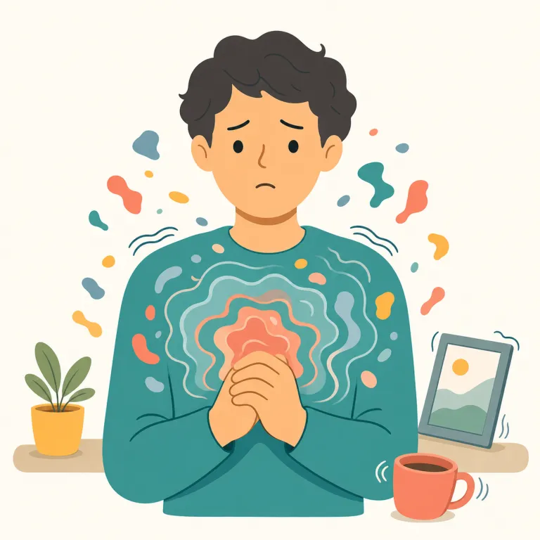 disquiet（不安、動揺・名詞）の覚え方イラスト — quiet は「静かな」、dis- は「反対」と考えると覚えやすいです