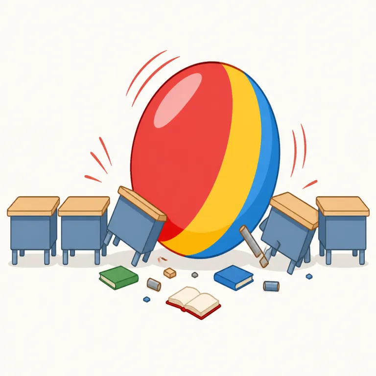disruptive（破壊的な・形容詞）の覚え方イラスト — disruptive は disrupt + -ive