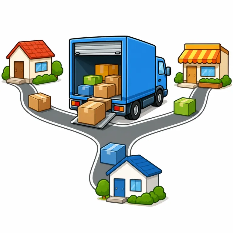 distribution（流通、配送・noun）の覚え方イラスト