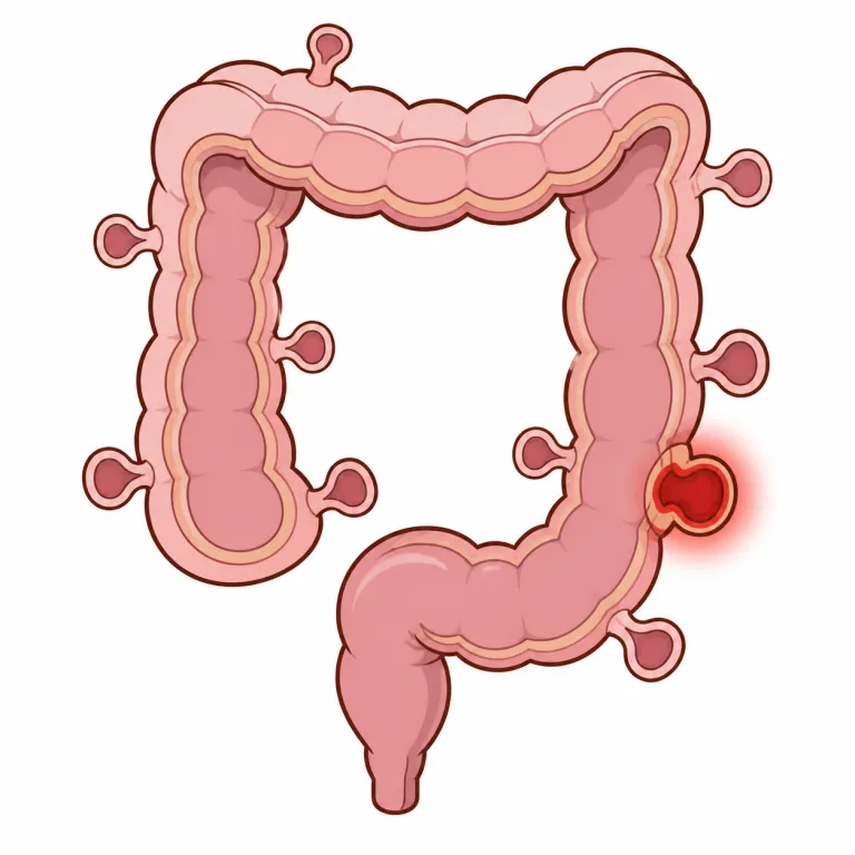 diverticulitis（憩室炎・noun）の覚え方イラスト