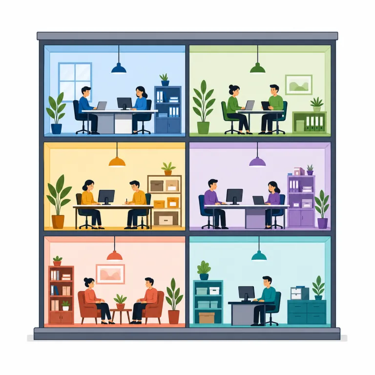 divisional（部門別・形容詞）の覚え方イラスト — この意味では、divisional を会社や組織の division「部門」に結びつけて覚えます