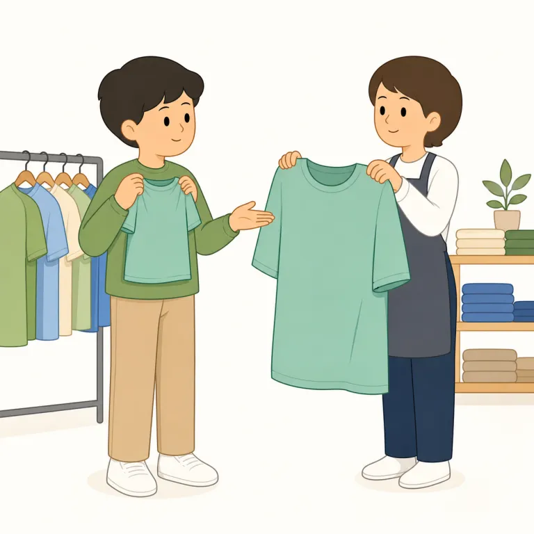 do you have a larger size（もっと大きいサイズはありますか）の覚え方イラスト — 店での定型として3つに分けると覚えやすい