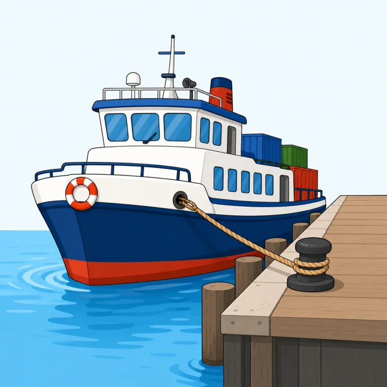 dock（（船を）波止場につける、入港する・動詞）の覚え方イラスト — まず名詞の dock「波止場・ドック」を知っていると、動詞 dock は「ドックに入れる／入る」で取りやすいです