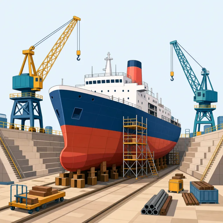 dockyard（造船所・名詞）の覚え方イラスト — dock + yard で覚えると残りやすい語です