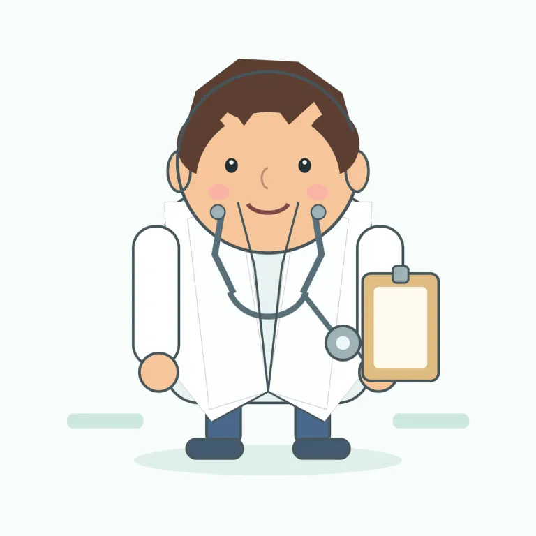 doctor（医者・名詞）の覚え方イラスト — doctor を「医者」として覚えるときは、病院や診察室で患者を診る人を中心に思い浮かべると安定します