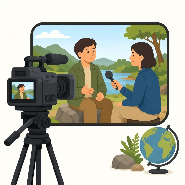 documentary（ドキュメンタリー・名詞）の覚え方イラスト — 名詞では、劇映画やバラエティではなく「調べて撮った事実の作品」と捉えるのが近道です