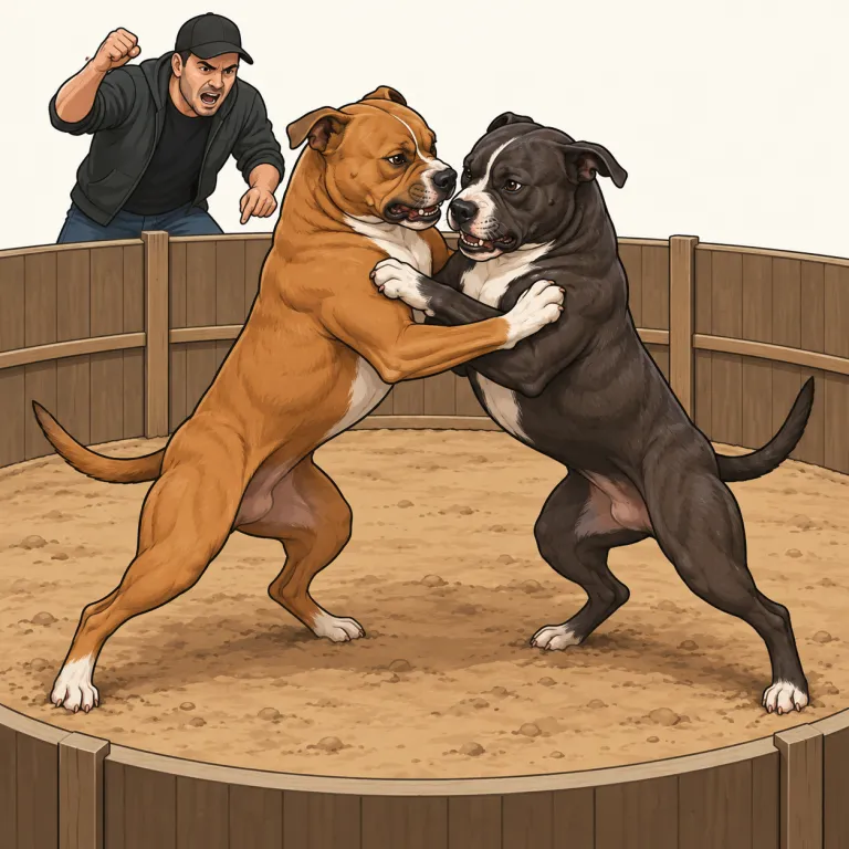 dogfighting（闘犬・noun）の覚え方イラスト