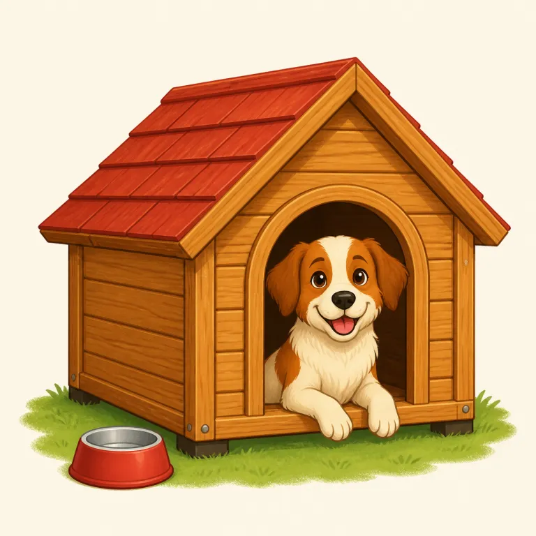 doghouse（犬小屋・名詞）の覚え方イラスト — doghouse は dog + house とそのまま分解すると覚えやすい単語