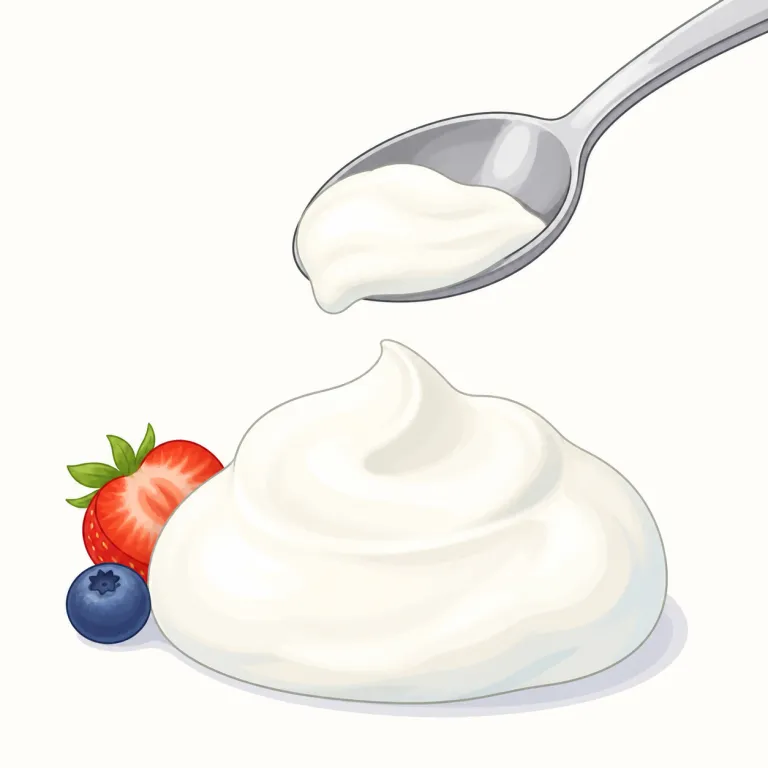 dollop（ひとさじ、ひとかたまり・名詞）の覚え方イラスト — dollop は spoon で「すくって、ぽてっとのせる」場面ごと覚えると残りやすい語