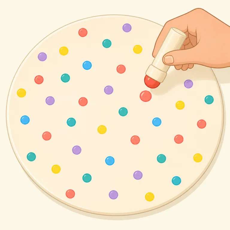 dotting（点在する、点を付ける・動詞）の覚え方イラスト — dot を「小さな点」としてまず固定すると覚えやすいです
