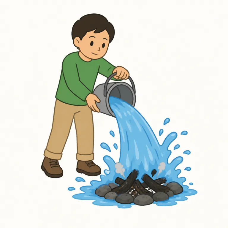 douse（水をかける・動詞）の覚え方イラスト — douse は「液体をどっと浴びせて、勢いよく濡らす・消す」でまとめて覚えると残りやすい語です