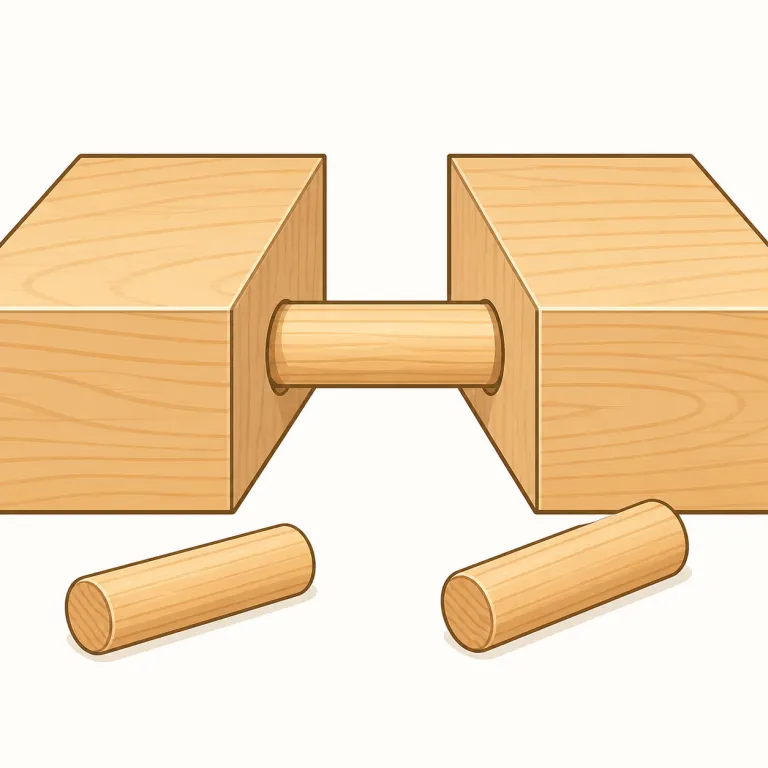 dowel（ダボ・名詞）の覚え方イラスト — dowel はまず furniture / woodwork の文脈で固めると覚えやすい語です