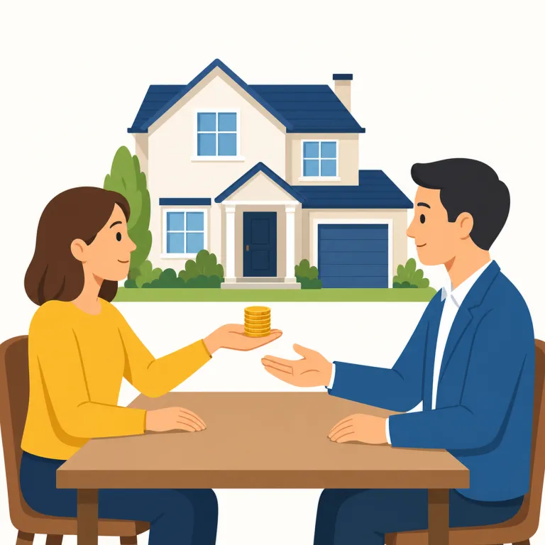 down payment（頭金・名詞）の覚え方イラスト — down payment は、住宅や車など高額な買い物で、総額の一部を購入時に先に払う「頭金」として覚えます