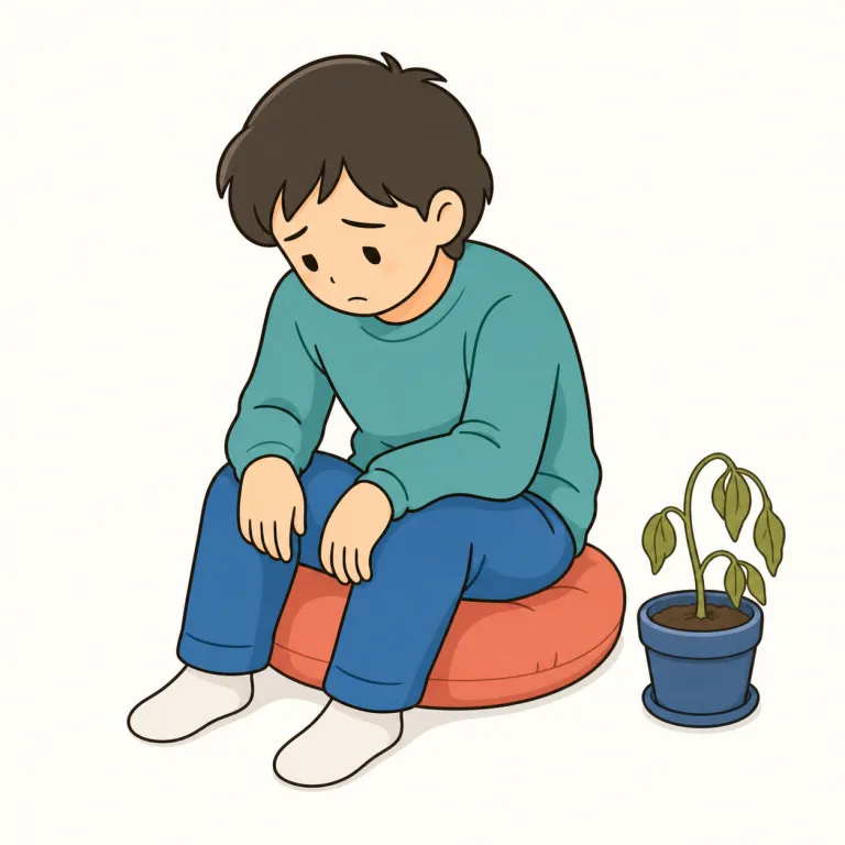down（落ち込んだ・adjective）の覚え方イラスト