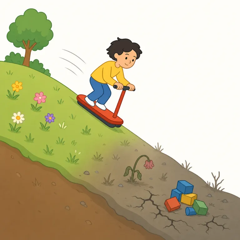 downhillの覚え方イラスト