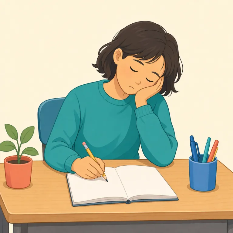 doze（居眠り・動詞）の覚え方イラスト — doze は本格的に眠る sleep より短く浅い「居眠り」