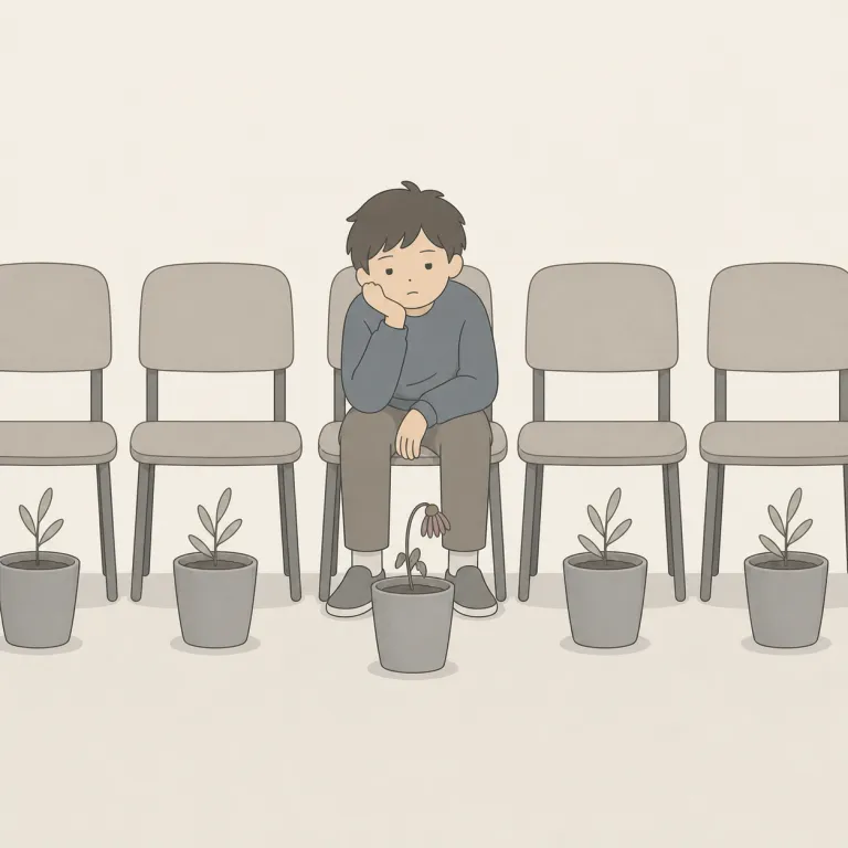 drabness（単調さ・名詞）の覚え方イラスト — drab は「色がくすんだ」だけでなく、生活や文章などが「面白みに欠ける」ことも表します
