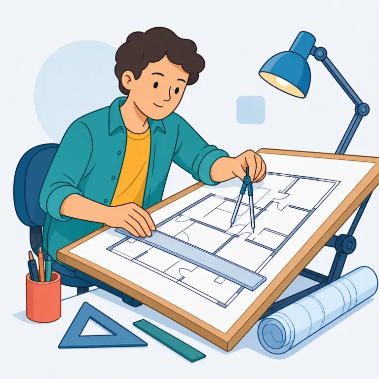draftsman（製図者・名詞）の覚え方イラスト — draftsman は draft「下書き・草案」が分かれば覚えやすい語