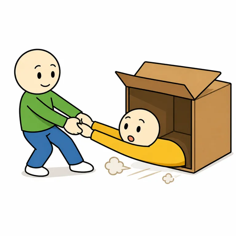drag out（引きずり出す・phrasal_verb）の覚え方イラスト