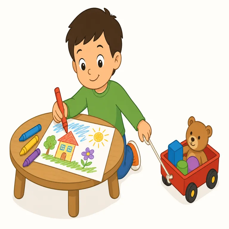 draw（描く、引く・動詞）の覚え方イラスト — draw は「線を引く」「手前に引く」をひとつの芯で覚えると、意味の広がりが整理しやすい