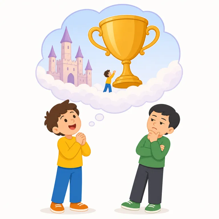 dream on（ありえない・イディオム）の覚え方イラスト — dream は「夢を見る」、on は「続けて」の感覚なので、dream on は直訳では「夢を見続けて」