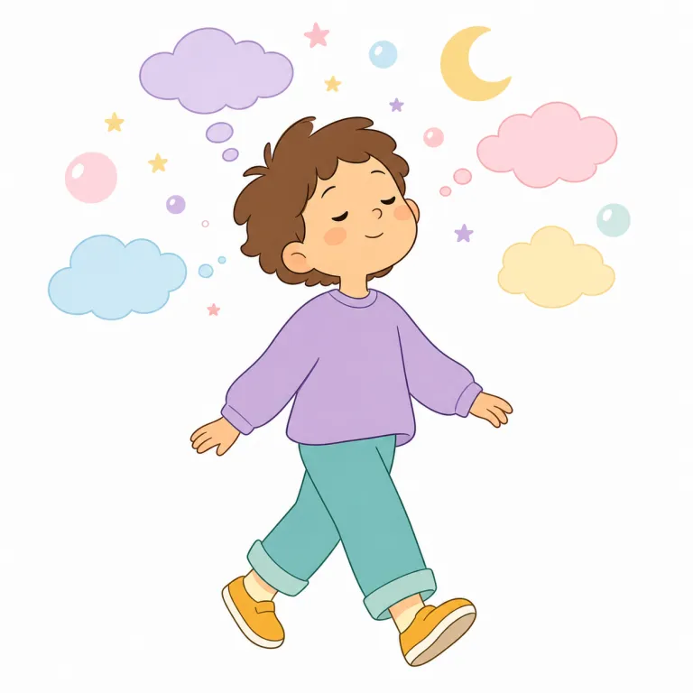 dreamily（夢見心地に・副詞）の覚え方イラスト — このエントリの dreamily は、基本義の「ぼんやりと」ではなく、夢を見ているようにうっとりした柔らかい状態を表す「夢見心地に」として覚えます