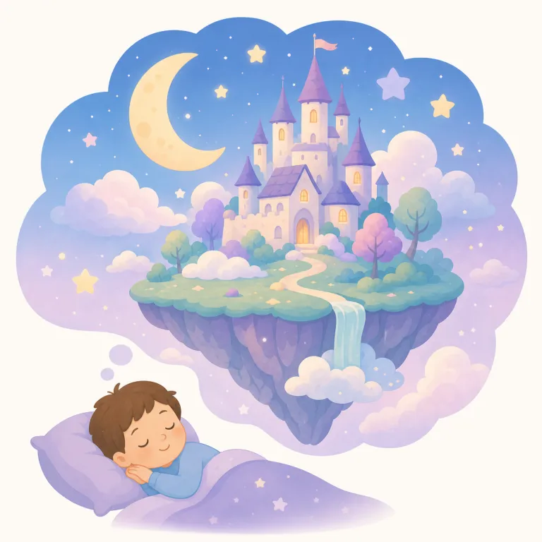 dreamland（夢の国・名詞）の覚え方イラスト — dream＋land の直結で覚えると強い語