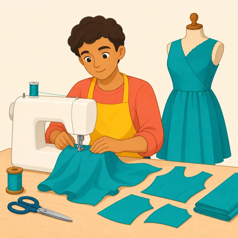 dressmaking（洋裁・名詞）の覚え方イラスト — dress と making に分けると覚えやすい語です