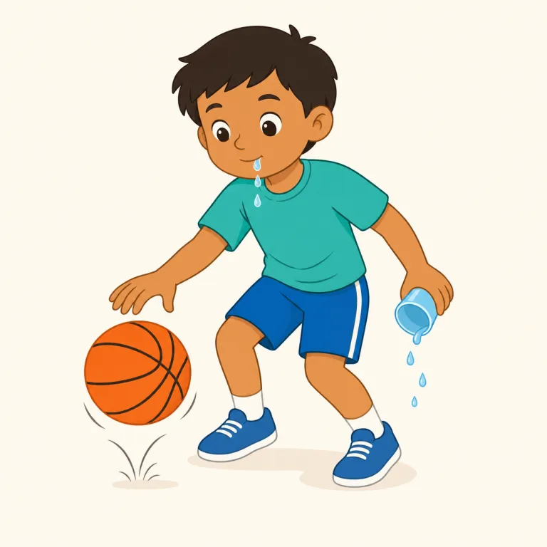 dribble（（液体・よだれを）たらす、ボールをドリブルする・動詞）の覚え方イラスト — drip（ぽたっと落ちる）を知っていると覚えやすい語です
