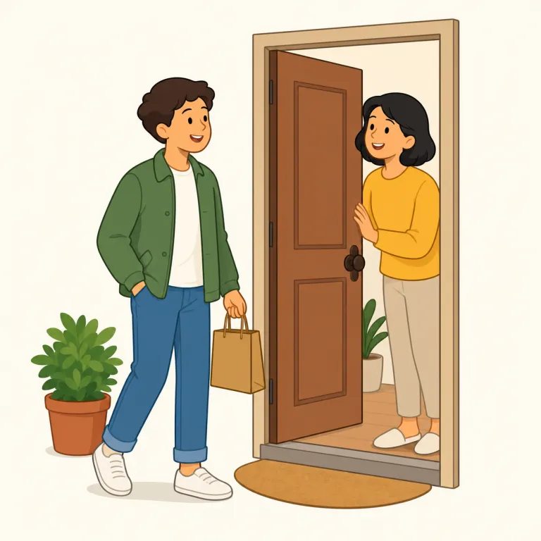 drop by（立ち寄る・句動詞）の覚え方イラスト — drop は「落ちる」だけでなく「ちょっと置く・下ろす」と広く捉えると覚えやすいです