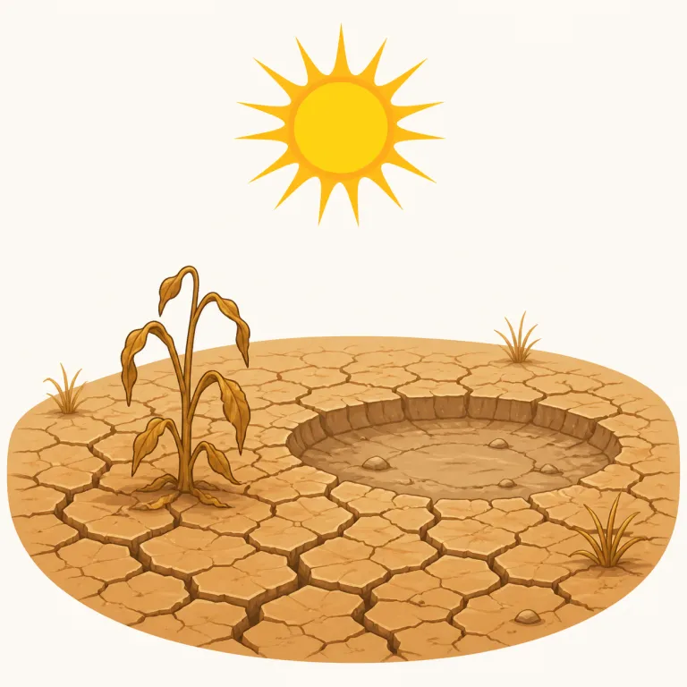 drought（干ばつ・名詞）の覚え方イラスト — このエントリでは drought を「干ばつ」として覚えます