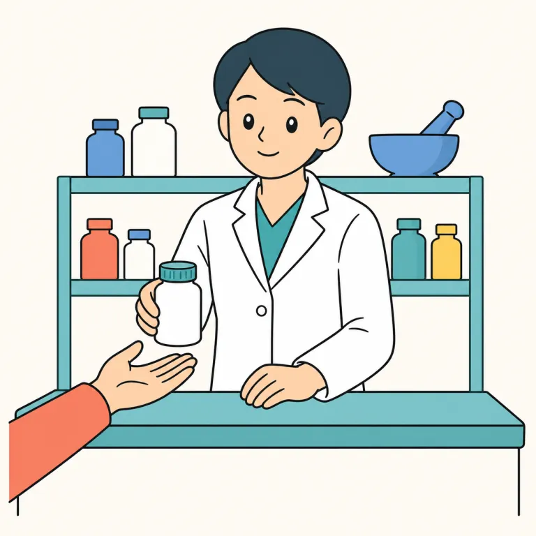 druggist（薬剤師・noun）の覚え方イラスト