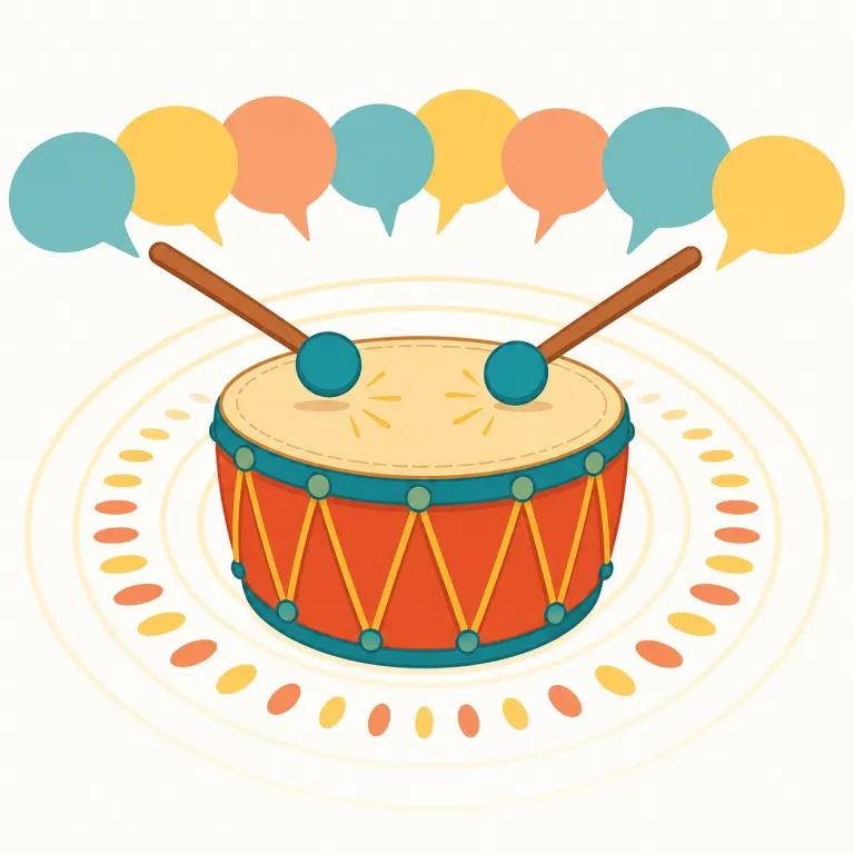 drumbeat（太鼓の音、繰り返される主張・名詞）の覚え方イラスト — drum と beat はどちらも基本語なので、まず「太鼓のビート」と直結させる