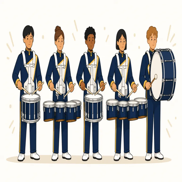 drumline（ドラムライン・名詞）の覚え方イラスト — drum + line の複合語として覚えると定着しやすいです