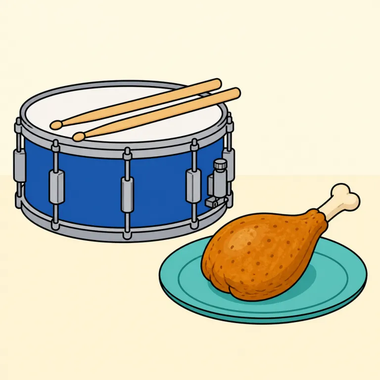 drumstick（ドラムのバチ、鶏の下もも肉・noun）の覚え方イラスト