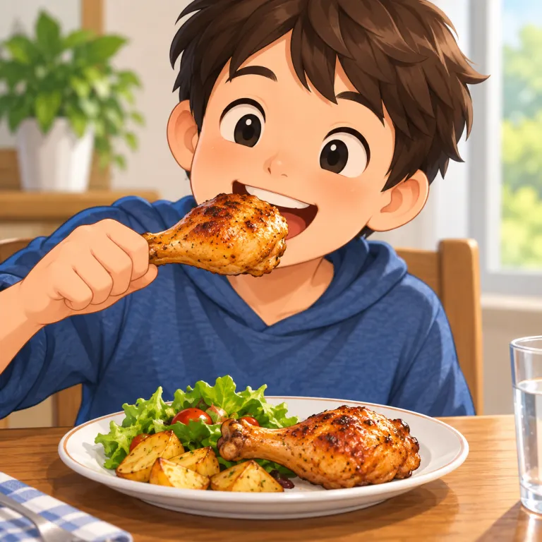 drumstick（鶏の下もも肉・noun）の覚え方イラスト
